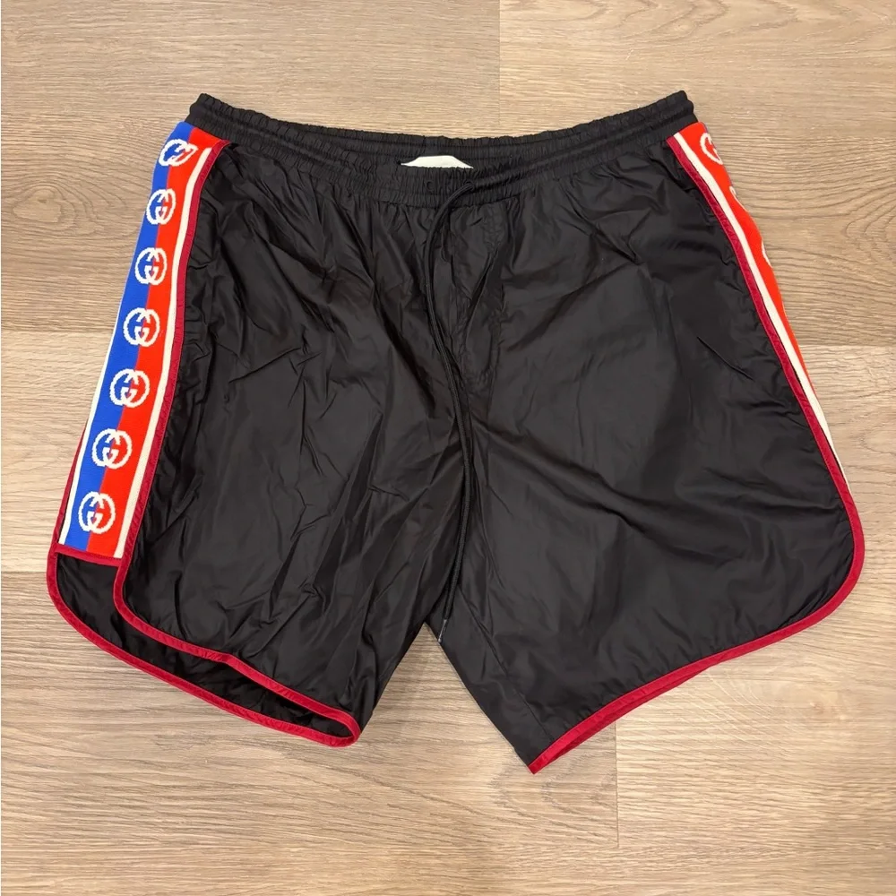 Gucci Navy Logo Stripe‎ Swim Shorts
